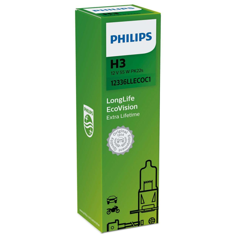 H3 Longlife Ecovision Pære Med Op Til 4x Længere Levetid fra Philips