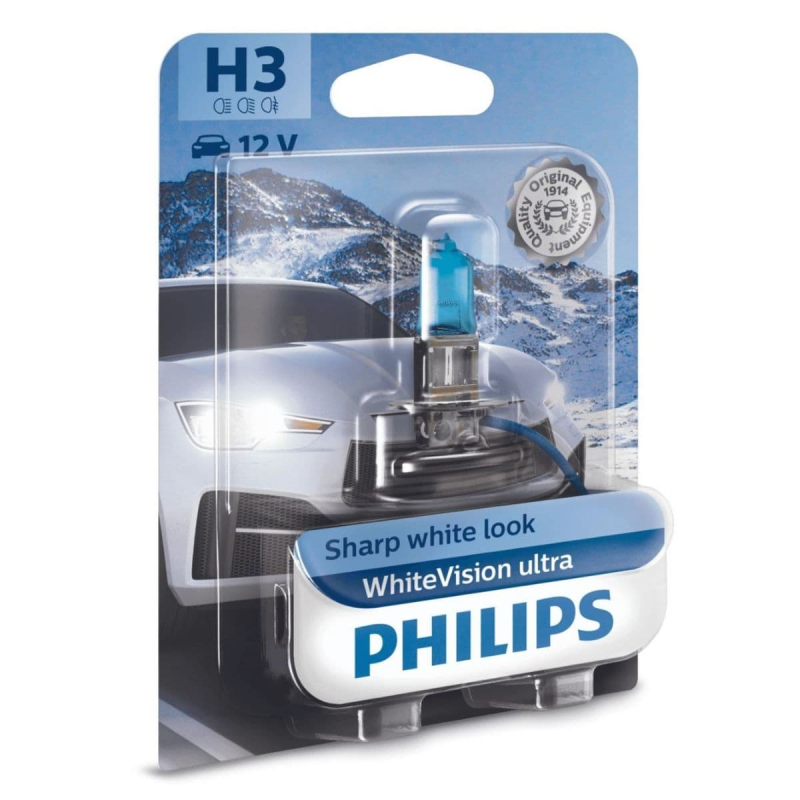 H3 Whitevision Ultra Pærer Med Xenon Effekt & +60% Mere Lys 1 Stk fra Philips