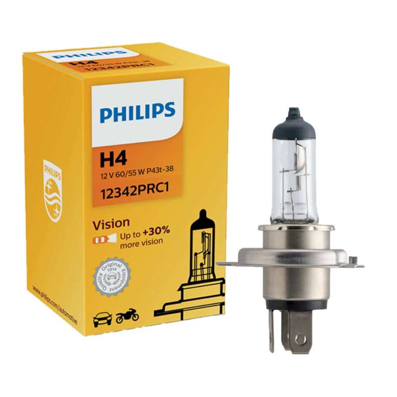 H4 Pære   Vision Premium +30% Mer Lys fra Philips