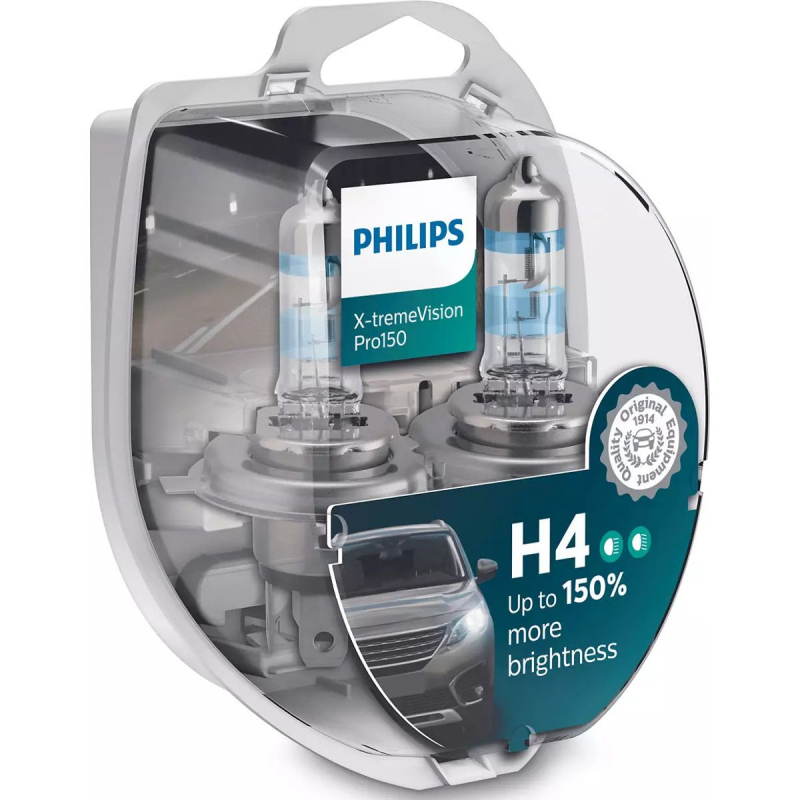 H4 X Tremevision Pro150 Pærer +150% Mere Lys (2 Stk) fra Philips