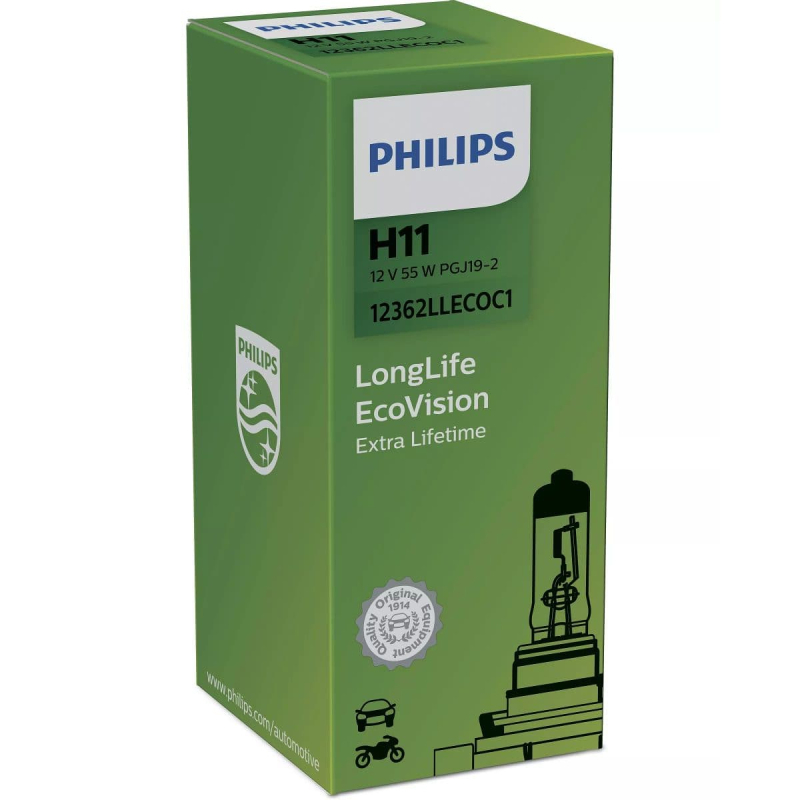 H11 Longlife Ecovision Pære Med Op Til 4x Længere Levetid fra Philips
