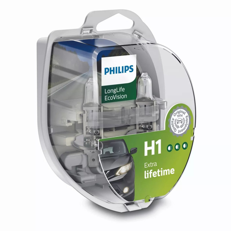 H1 Longlife Ecovision Pærer Med Op Til 4x Længere Levetid (2 Stk) fra Philips